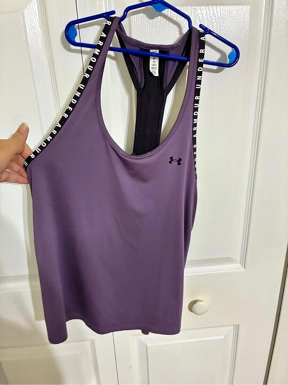 Under Armour HeatGear Wordmark Strap Tank Top Purple Small